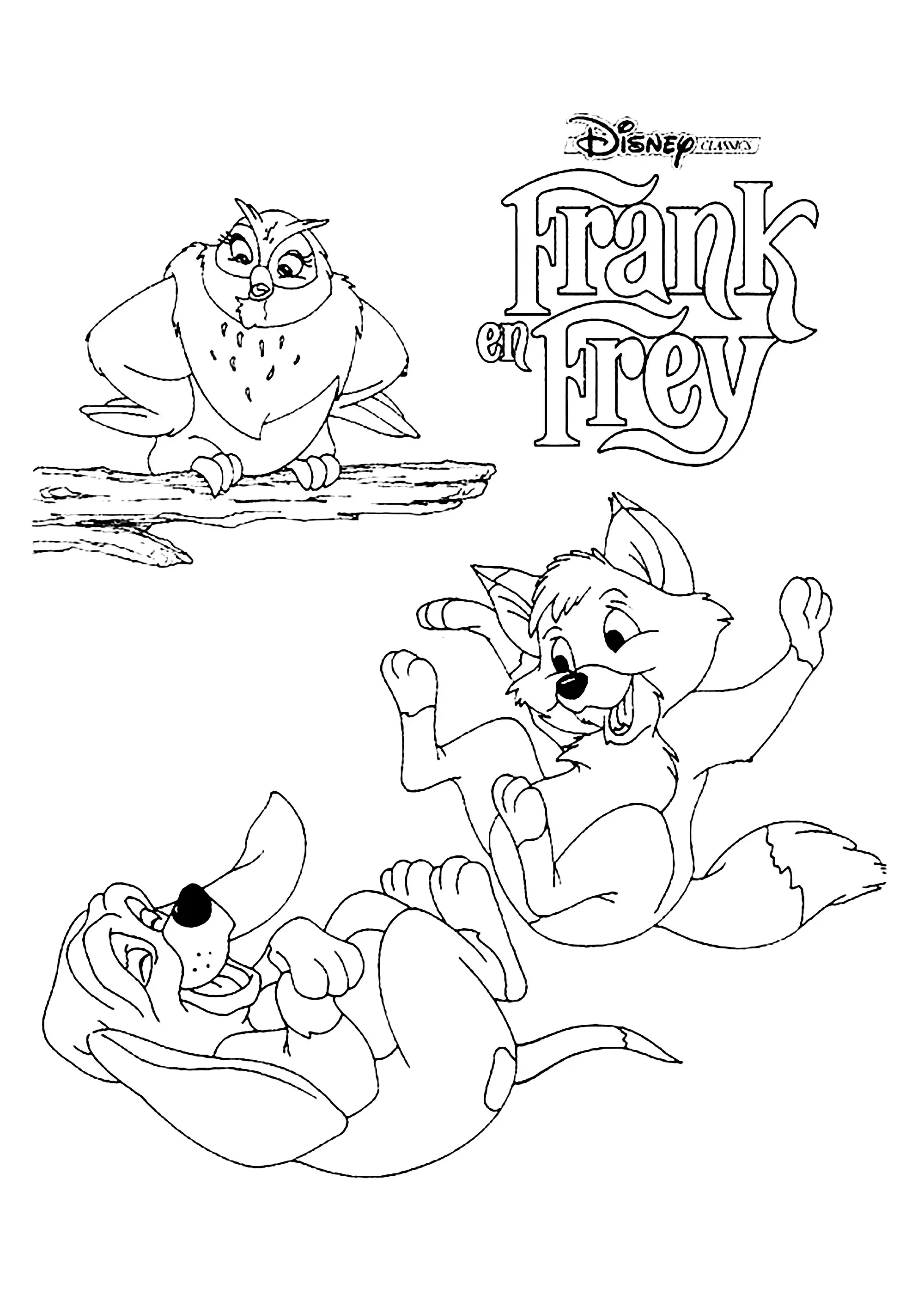 Rox, Rouky et Big Mama (Coloriage de Rox et Rouky à imprimer pour enfants)