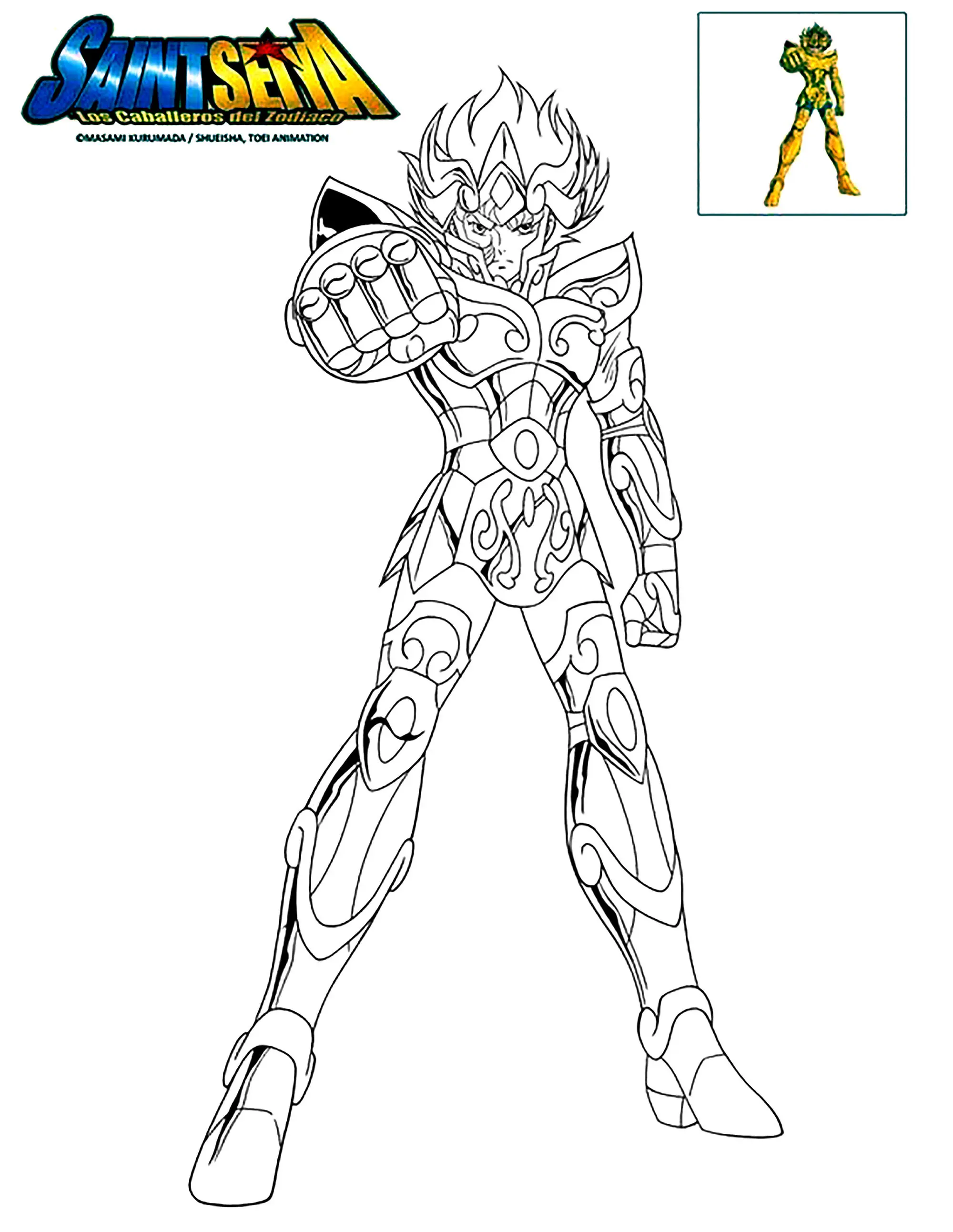 Aiolia du Lion (Coloriage de Les Chevaliers du Zodiaque à imprimer pour enfants)