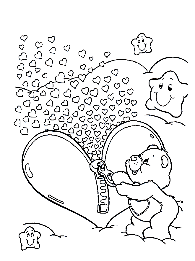 Saint valentin bisounours (Coloriage de La Saint Valentin) Saint valentin bisounours (Coloriage de La Saint Valentin à imprimer pour enfants)