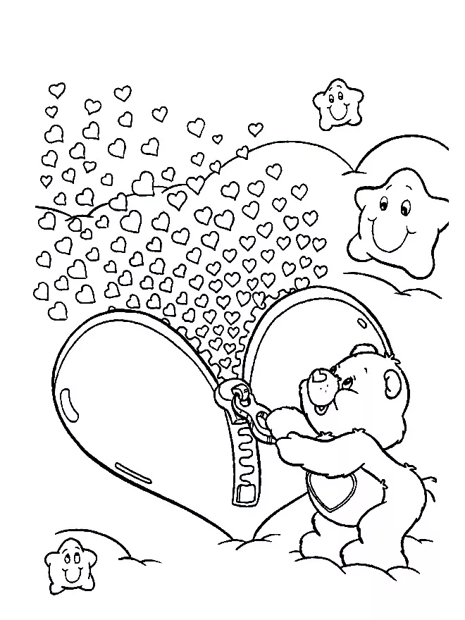 Saint valentin bisounours (Coloriage de La Saint Valentin à imprimer pour enfants)