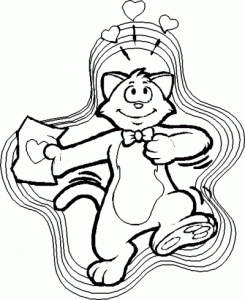 chatamoureuxsaintcalentinlettre (Coloriage de La Saint Valentin)