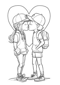 Deux jeunes amoureux avec des belles casquettes