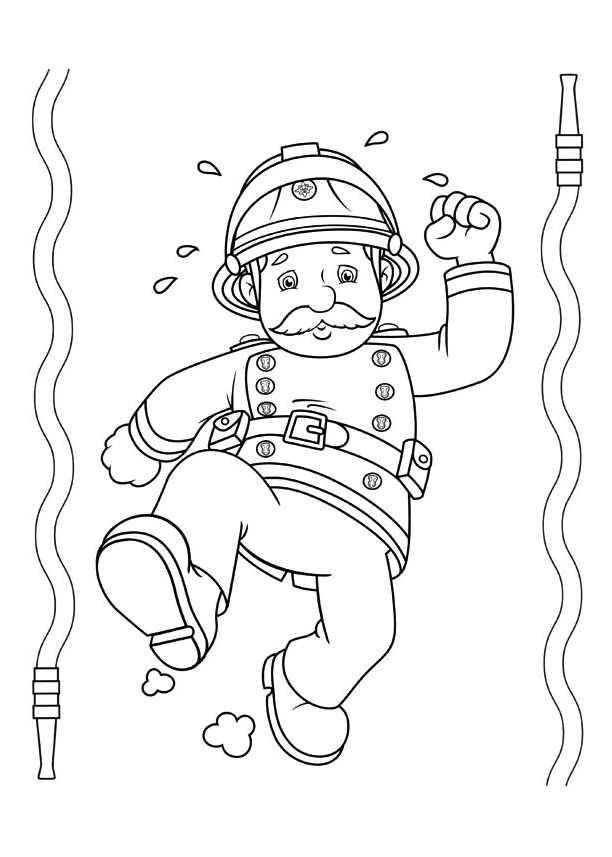 Coloriage d'un pompier de la série Sam le pompier