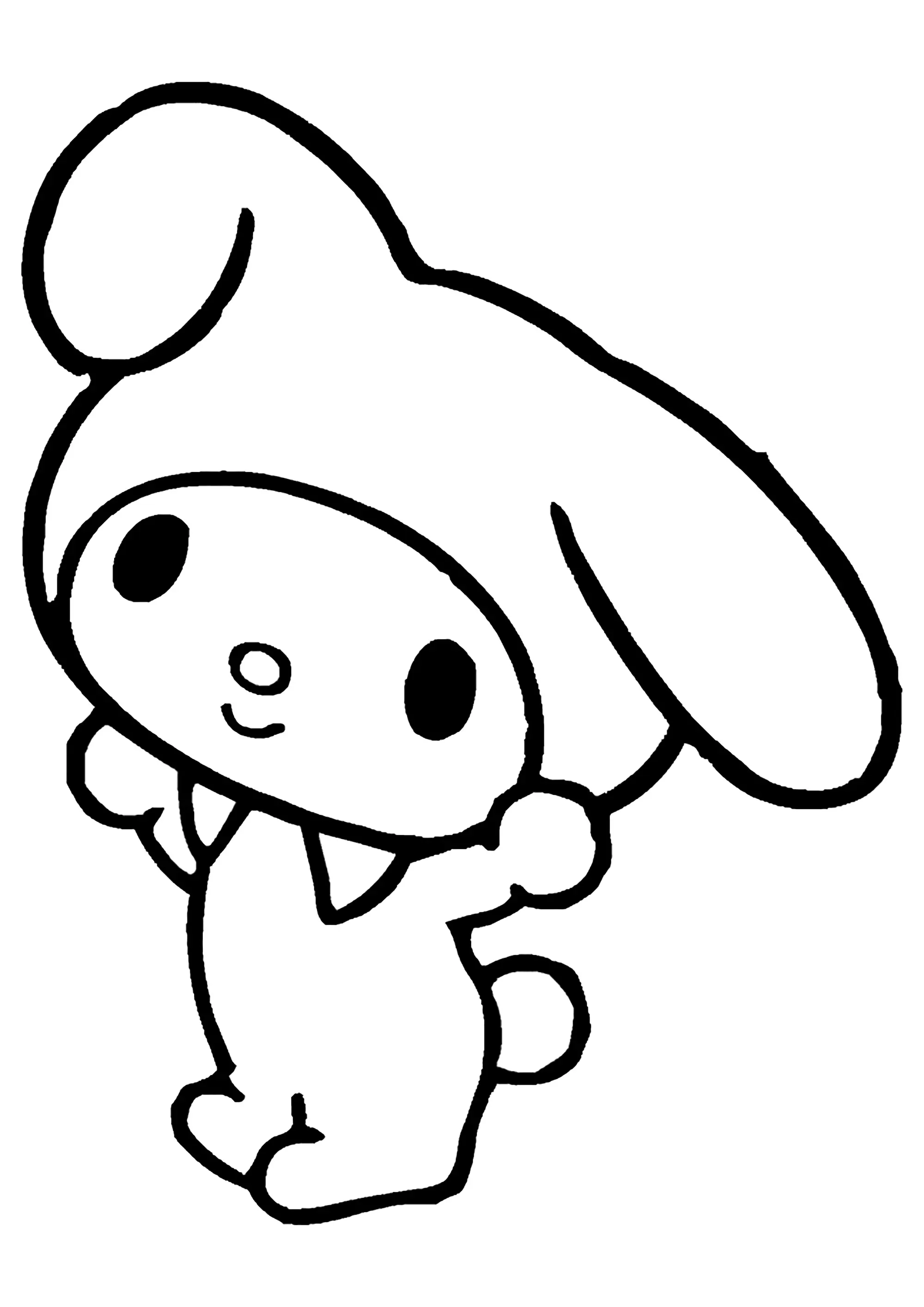 La gentille My Melody, l'amie d'Hello Kitty (Coloriage de Sanrio à imprimer pour enfants)
