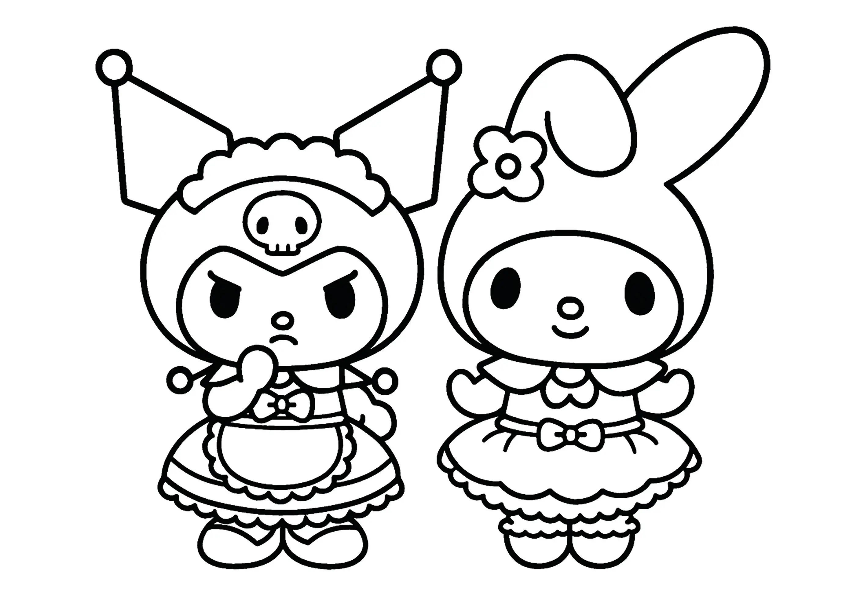 Deux personnages Sanrio (Coloriage à imprimer pour enfants)