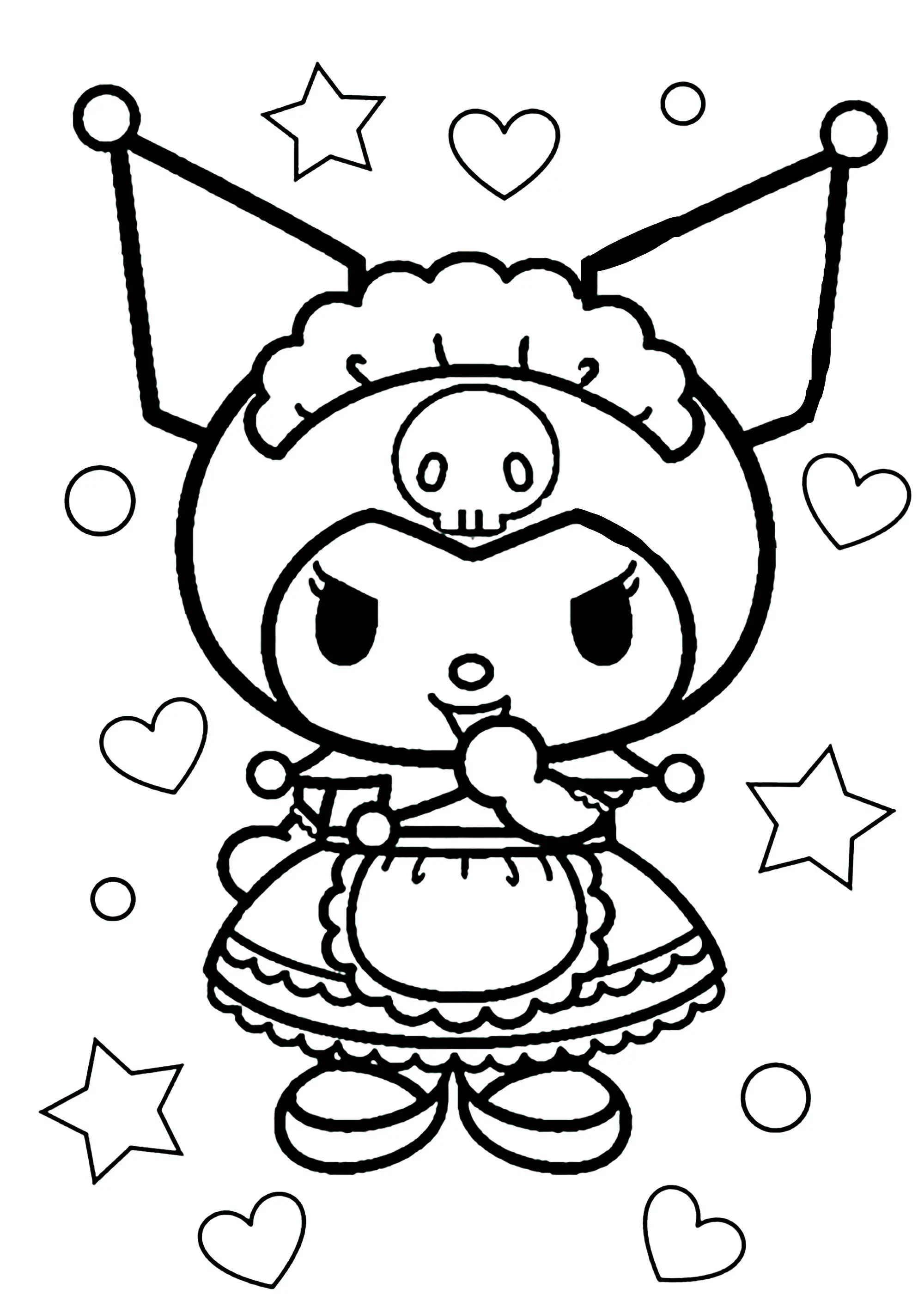 Kuromi Entour e De Coeurs Et D toiles Coloriages De Sanrio Imprimer