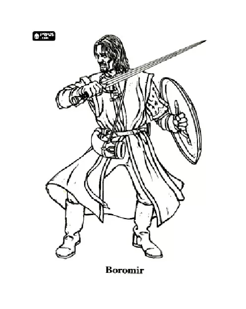 Le seigneur des anneaux : Boromir (Coloriage à imprimer pour enfants)