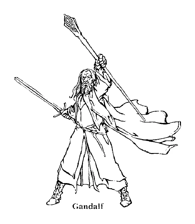 Le seigneur des anneaux : Gandalf (Coloriage à imprimer pour enfants)