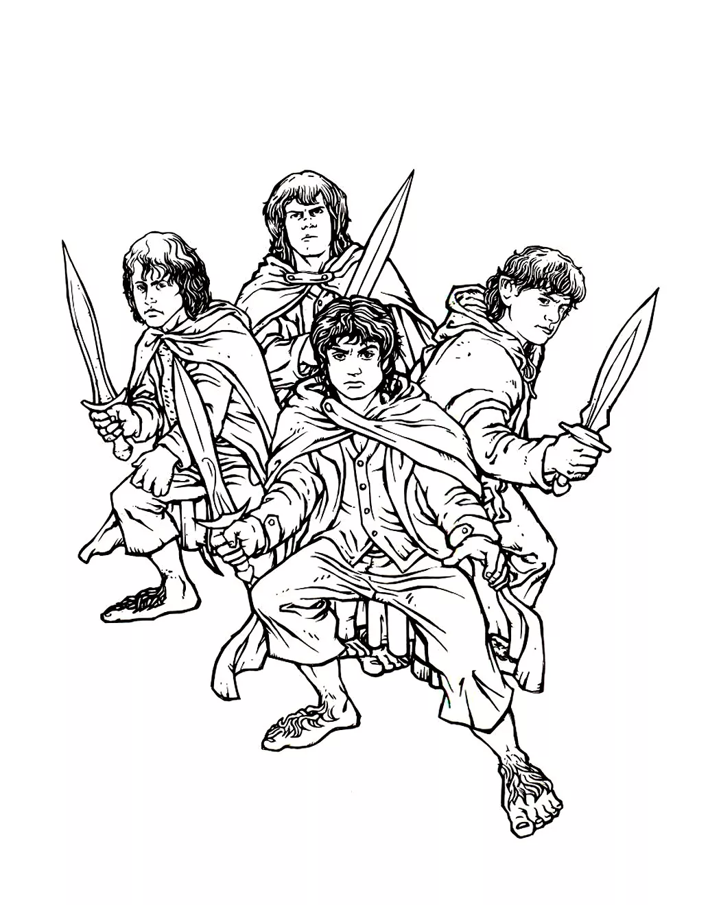 Le seigneur des anneaux : Hobbits (Coloriage à imprimer pour enfants)