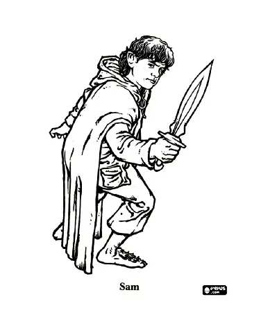 Le seigneur des anneaux : Sam (Coloriage à imprimer pour enfants)