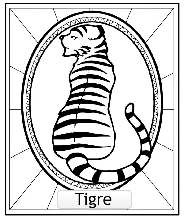 TIGRE : Coloriage de Signes Astrologiques Chinois à colorier pour enfants