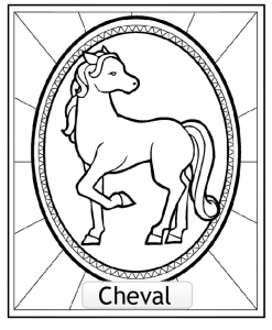 CHEVAL : Coloriage de Signes Astrologiques Chinois à imprimer pour enfants