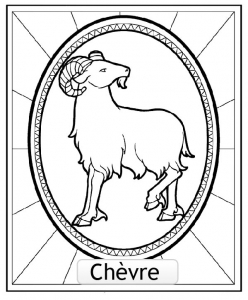 CHEVRE : Coloriage de Signes Astrologiques Chinois pour enfants