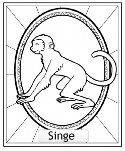 SINGE : Coloriage de Signes Astrologiques Chinois gratuit à colorier