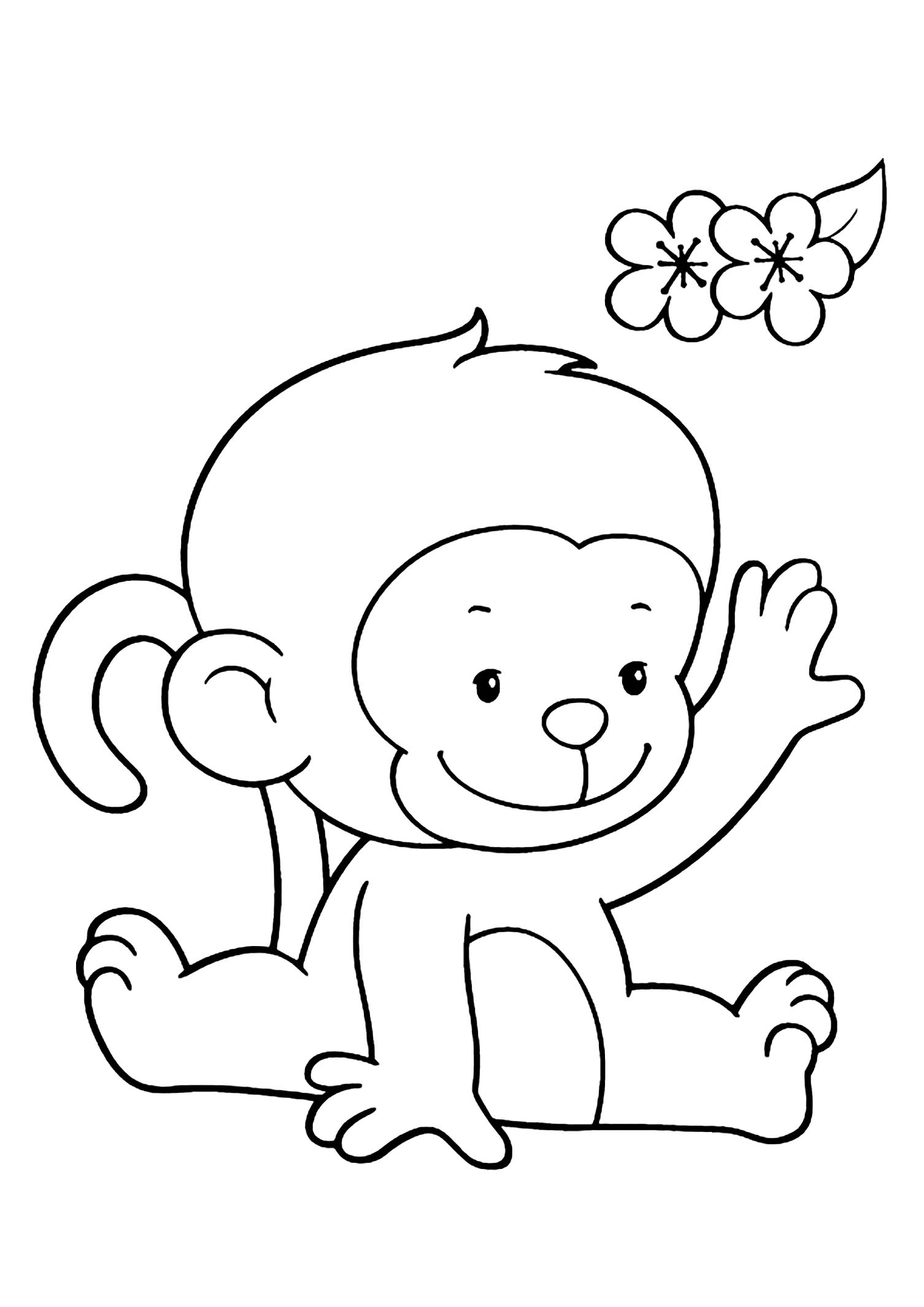 Coloriage sympa de singe à imprimer et colorier
