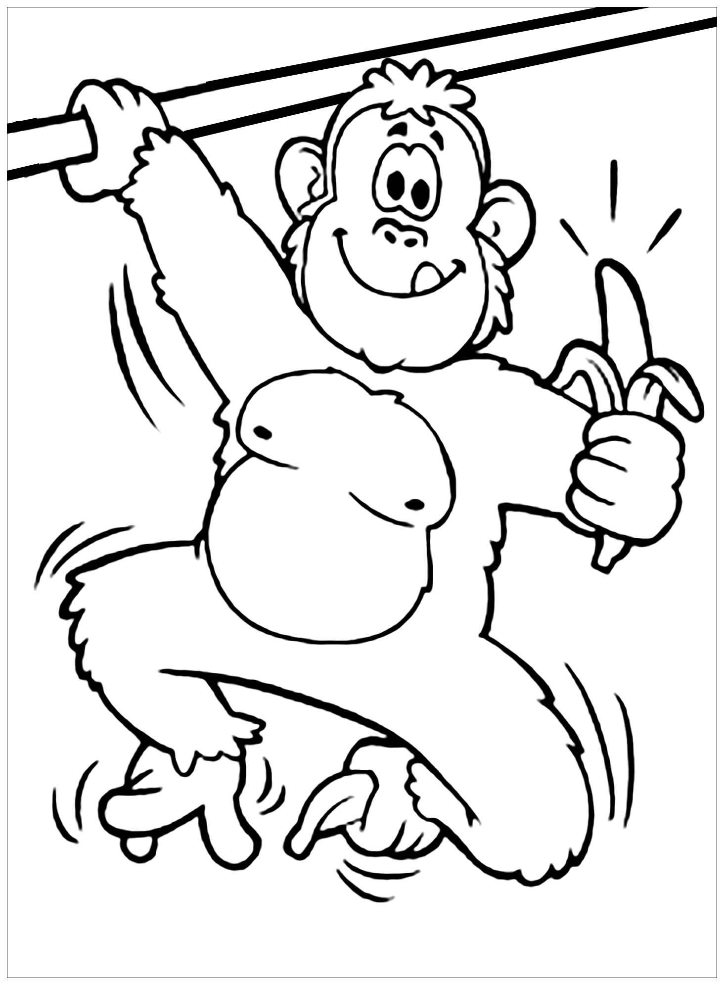 Coloriage de singe facile pour enfants