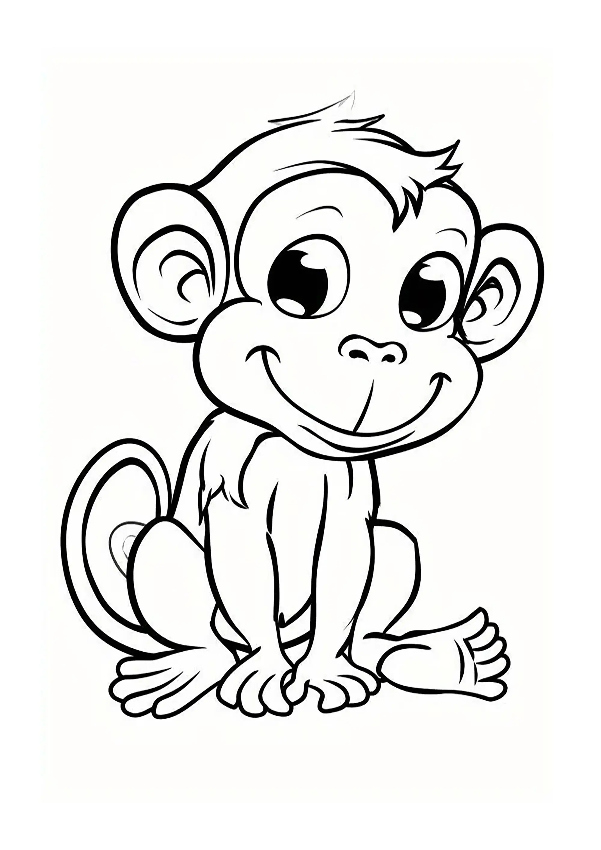 Singe au regard espiègle (Coloriage à imprimer pour enfants)