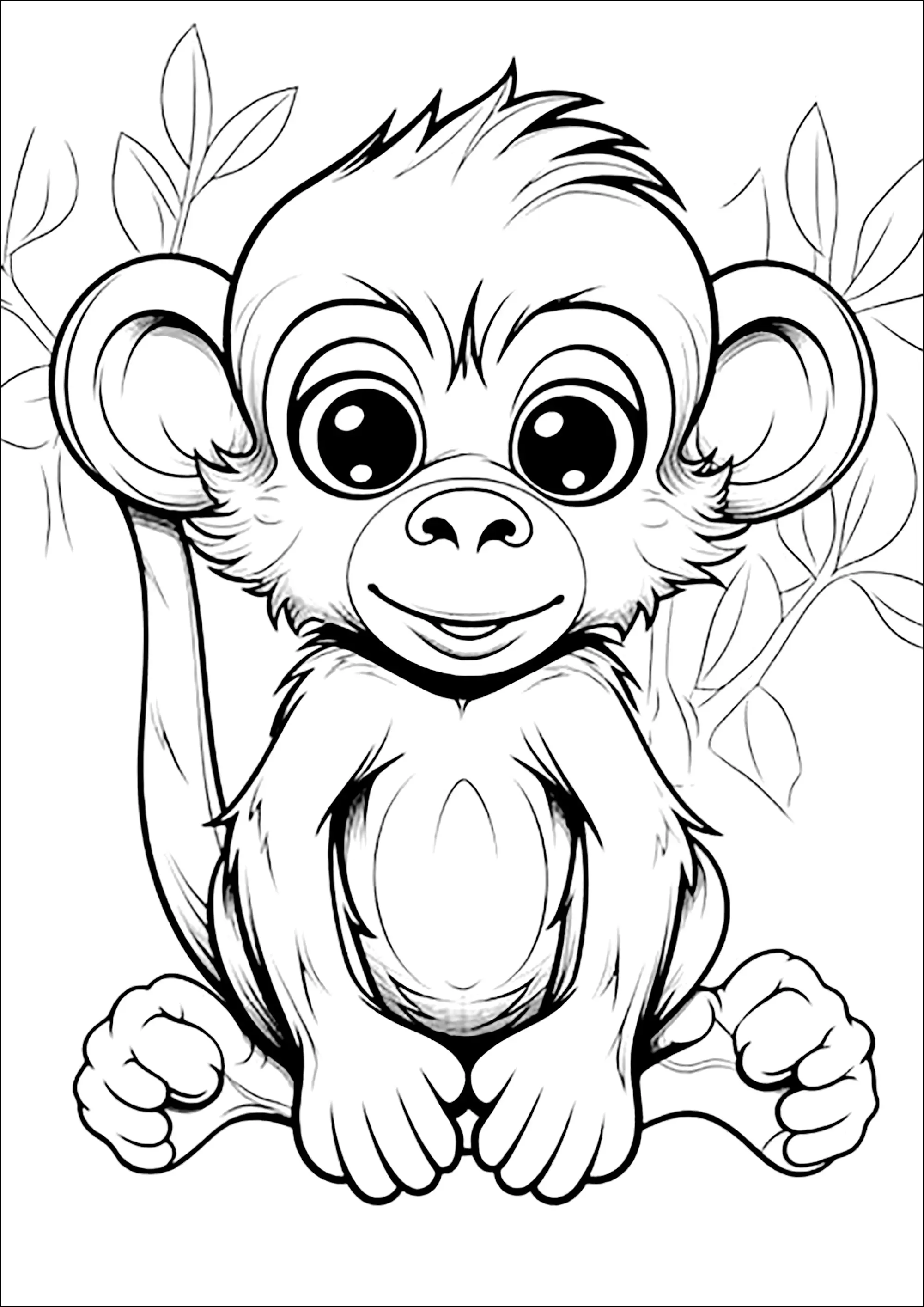 Petit singe mignon (Coloriage à imprimer pour enfants)