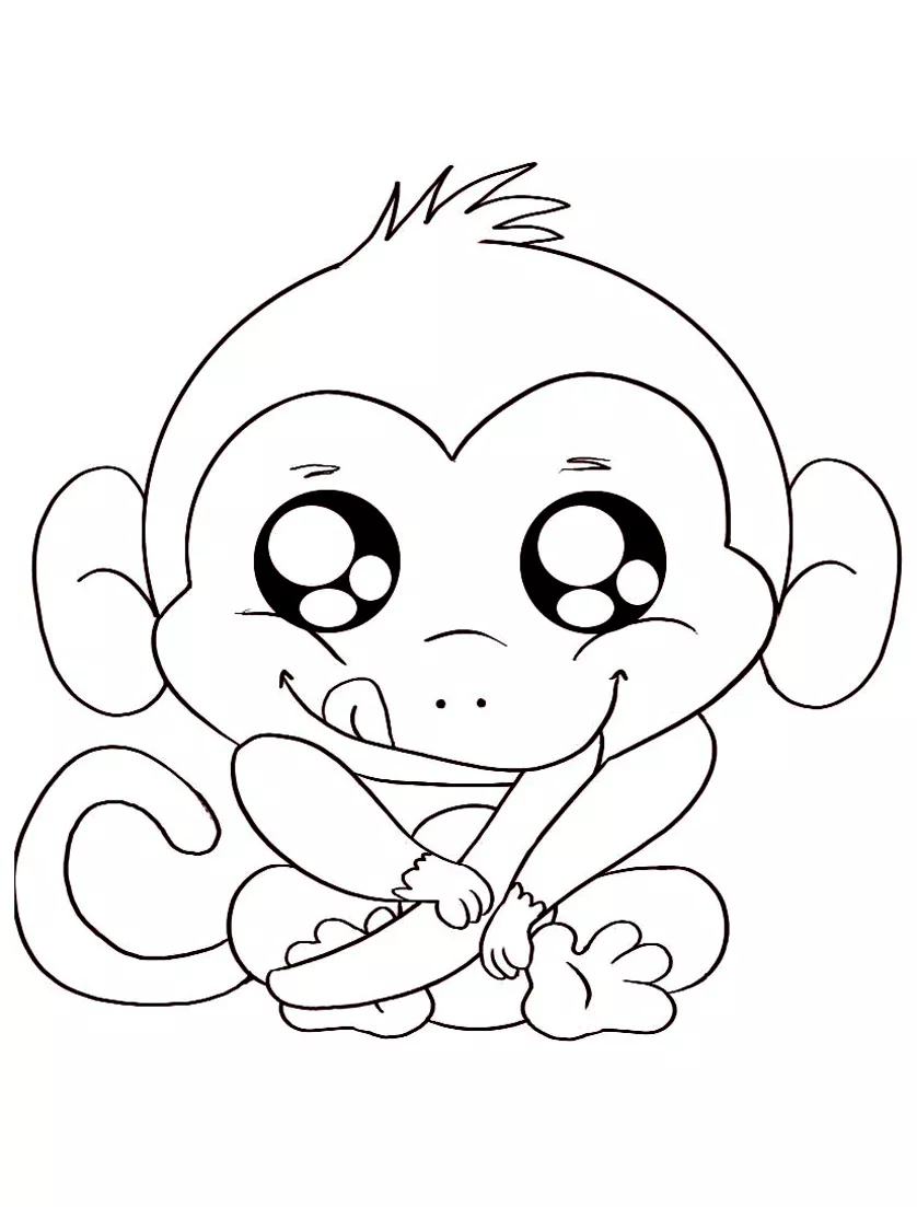 Singe rigolo (très simple) (Coloriage à imprimer pour enfants)