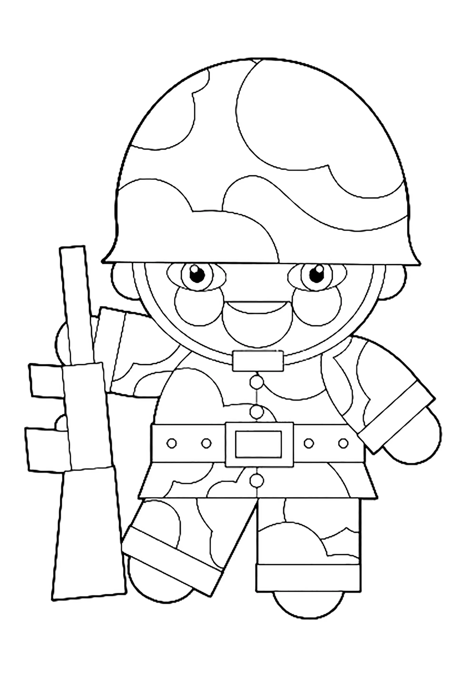 Soldat tout rond (Coloriage à imprimer pour enfants)