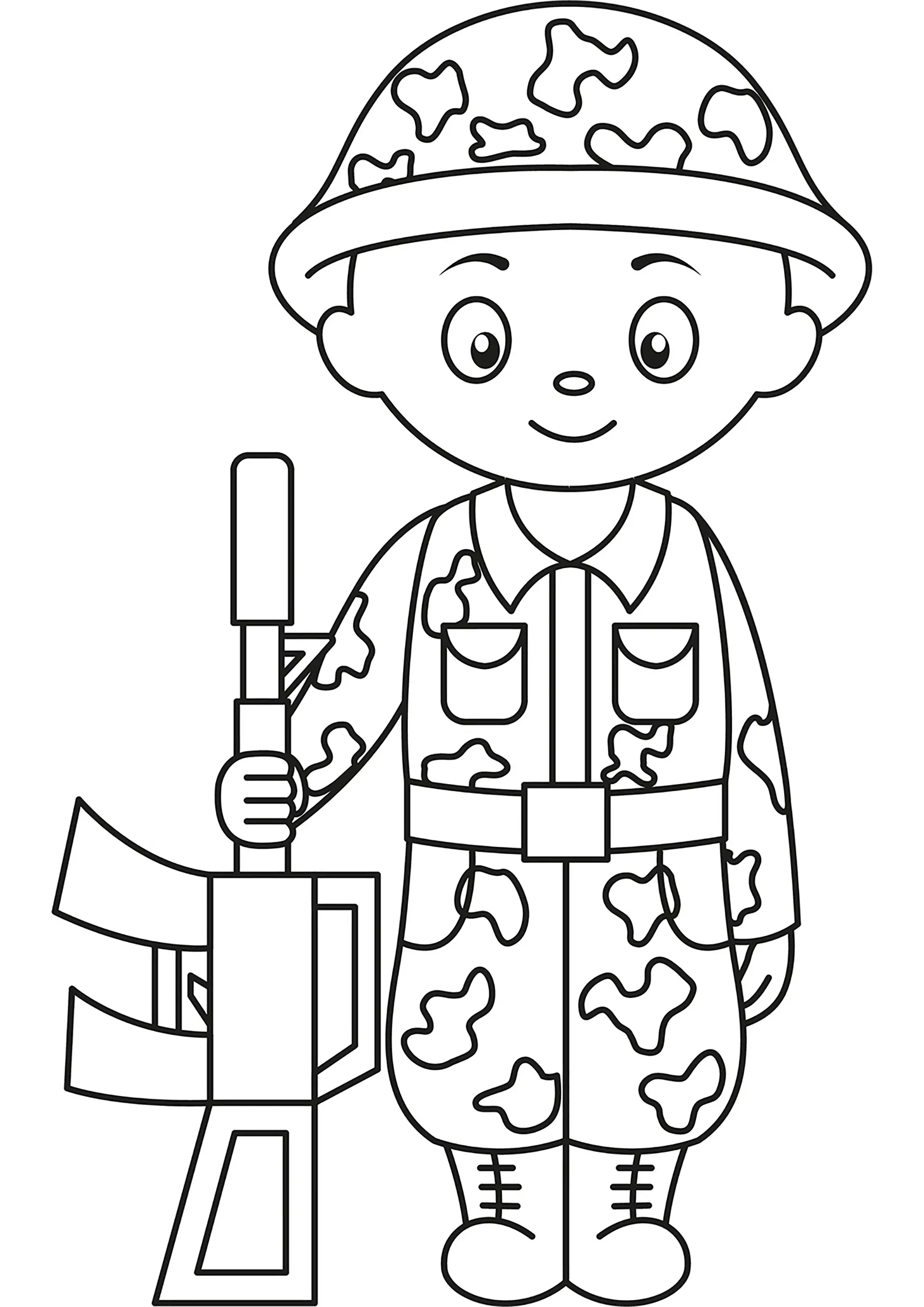 Soldat en tenus de camouflage (Coloriage à imprimer pour enfants)