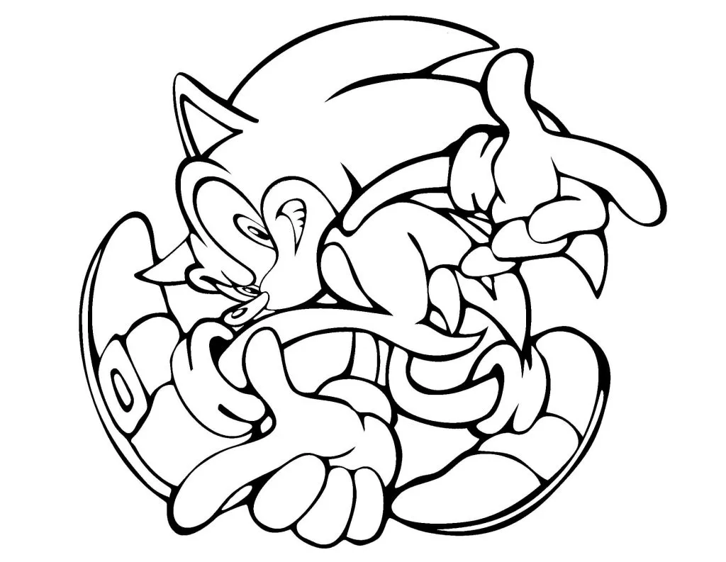 Sonic en boule (Coloriage à imprimer pour enfants)
