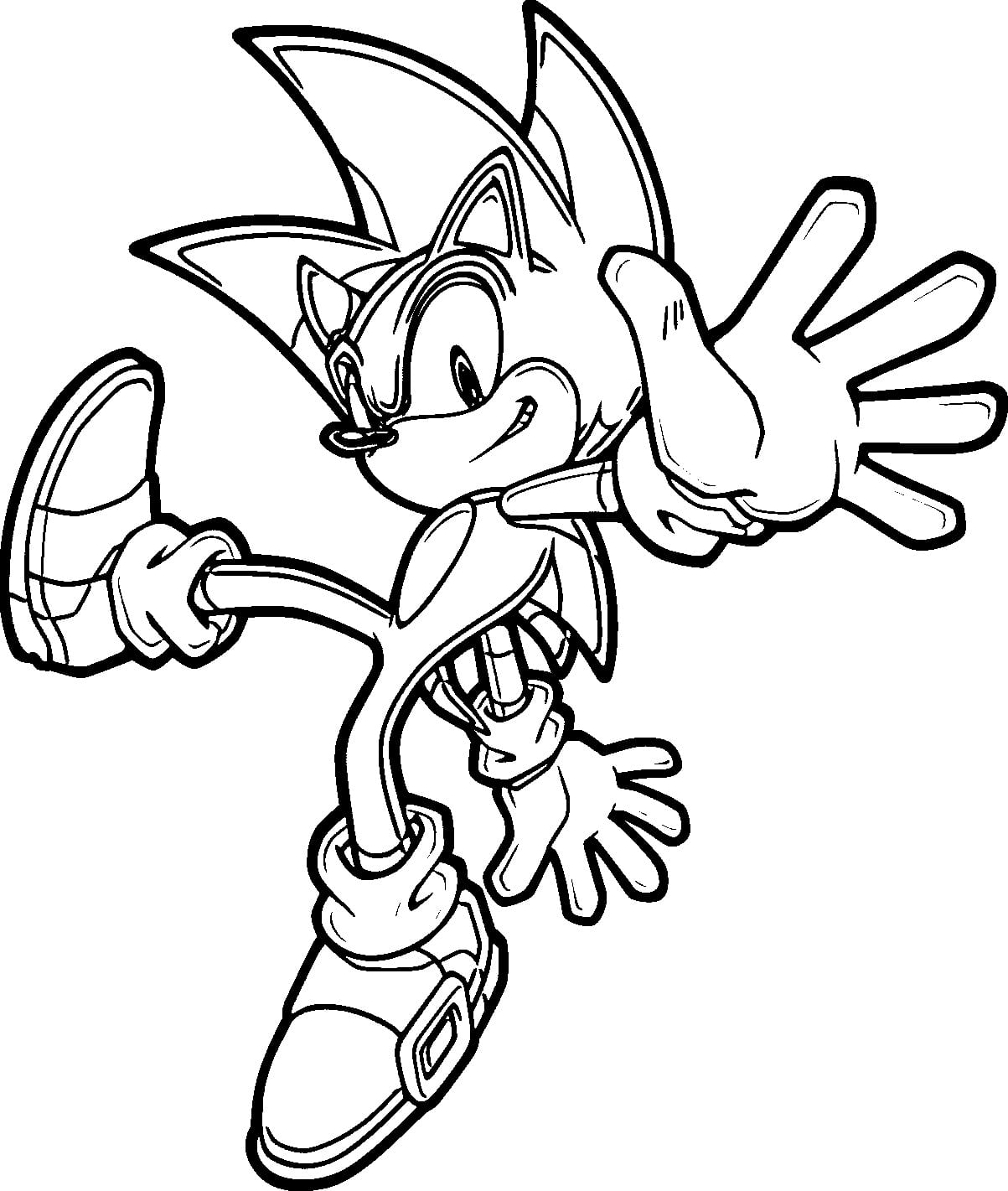 Sonic en mouvement - Coloriages de Sonic à imprimer