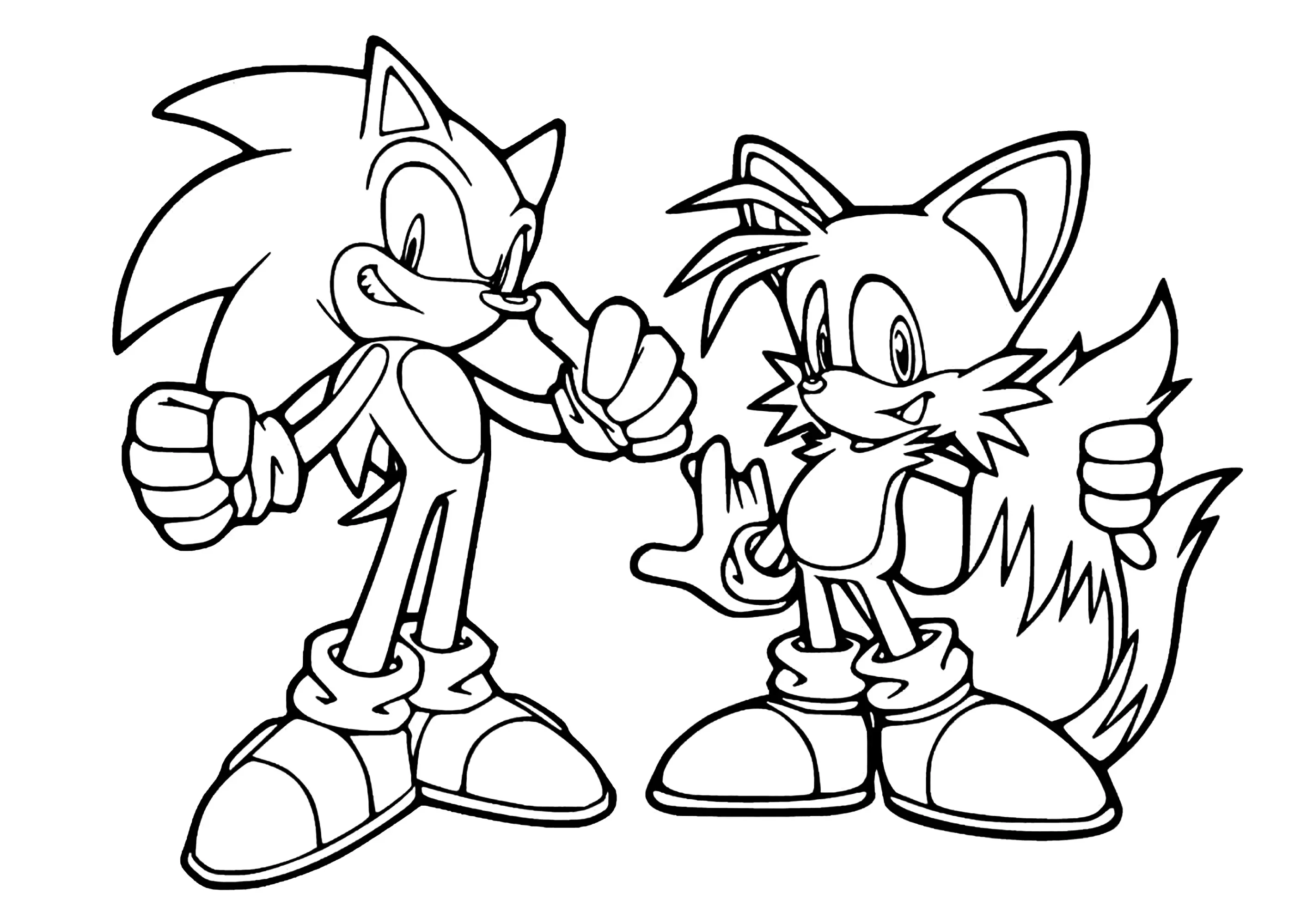Sonic et Tails (Coloriage à imprimer pour enfants)
