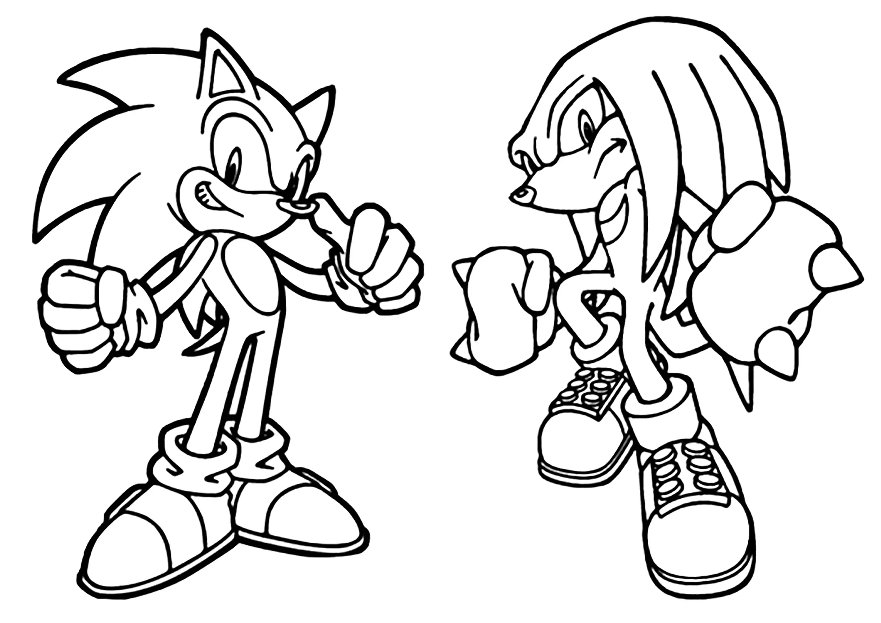 Sonic et Knuckles (Coloriage à imprimer pour enfants)