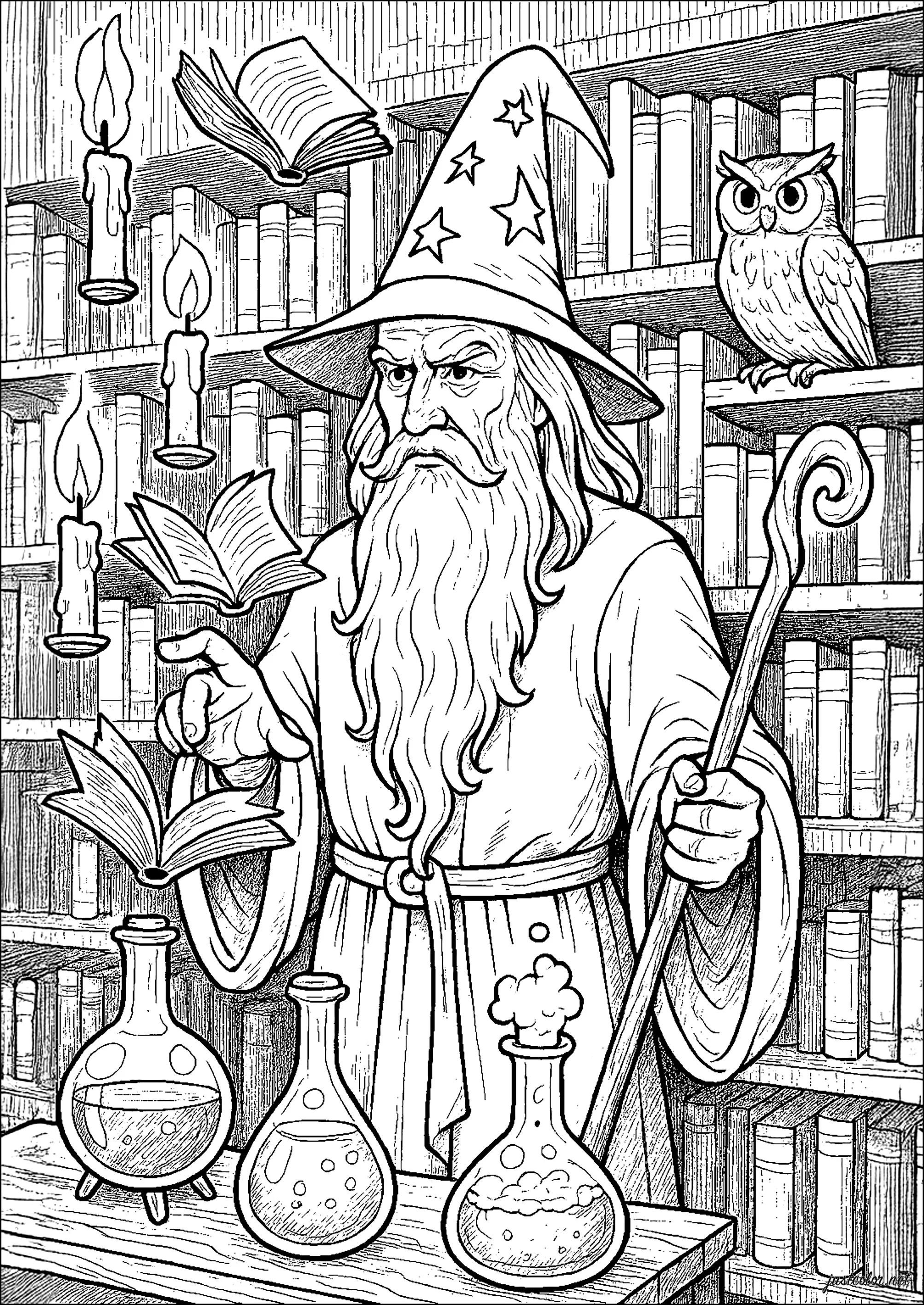 L'Enchantement du Sorcier suprême (Coloriage à imprimer pour enfants)