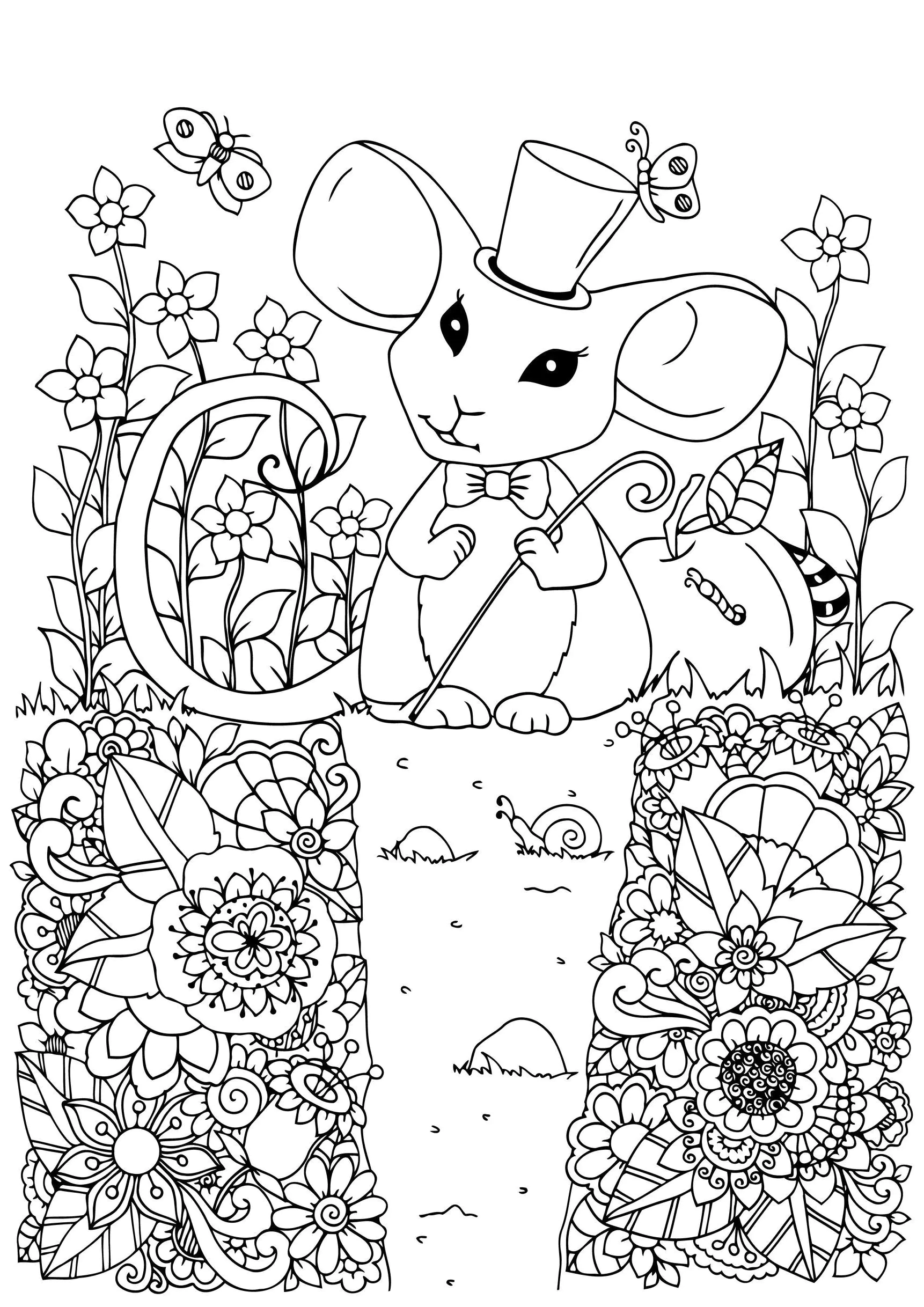 Souris magicienne (Coloriage à imprimer pour enfants)