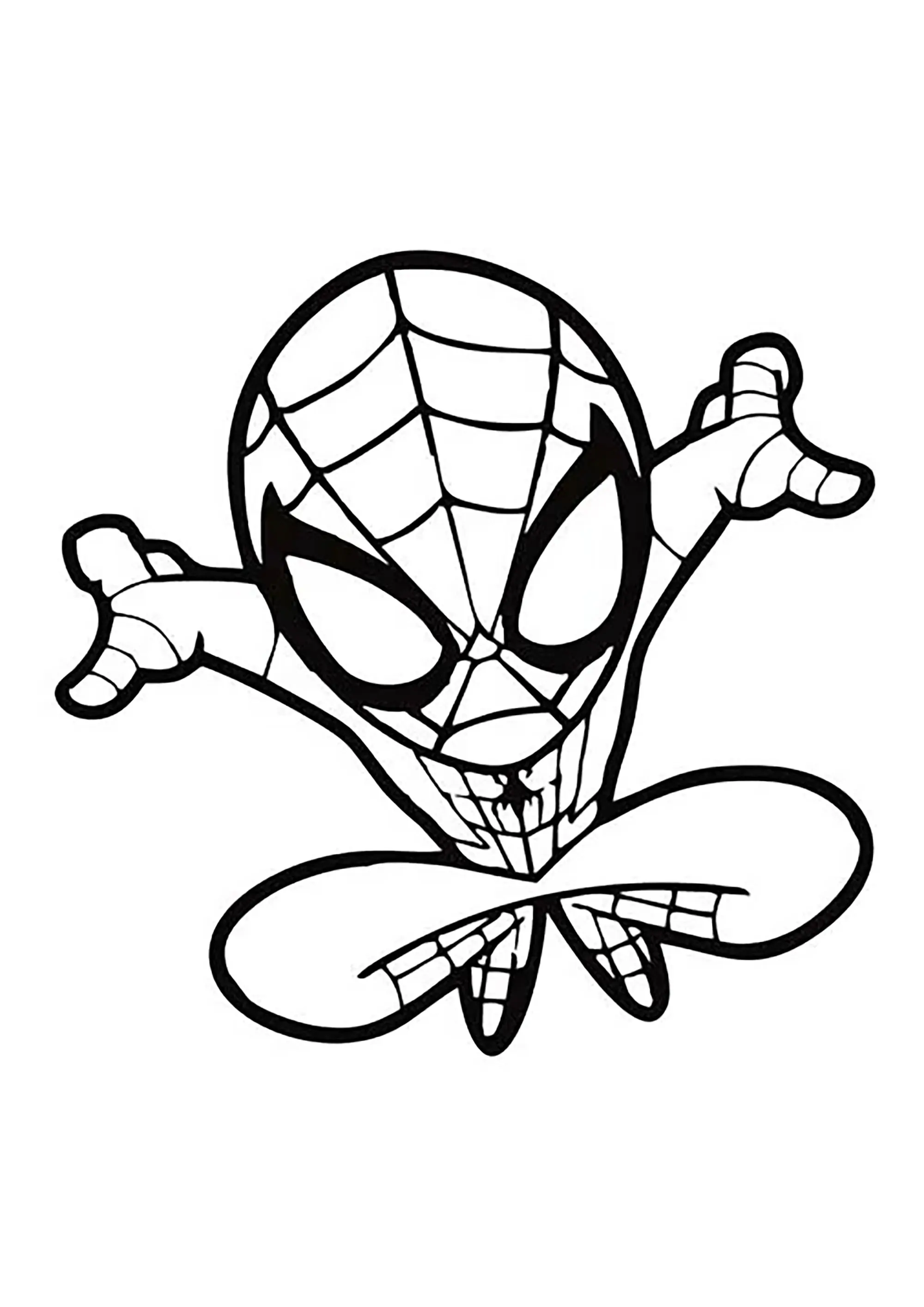 Le saut de Spider-Man (Chibi) (Coloriage à imprimer pour enfants)