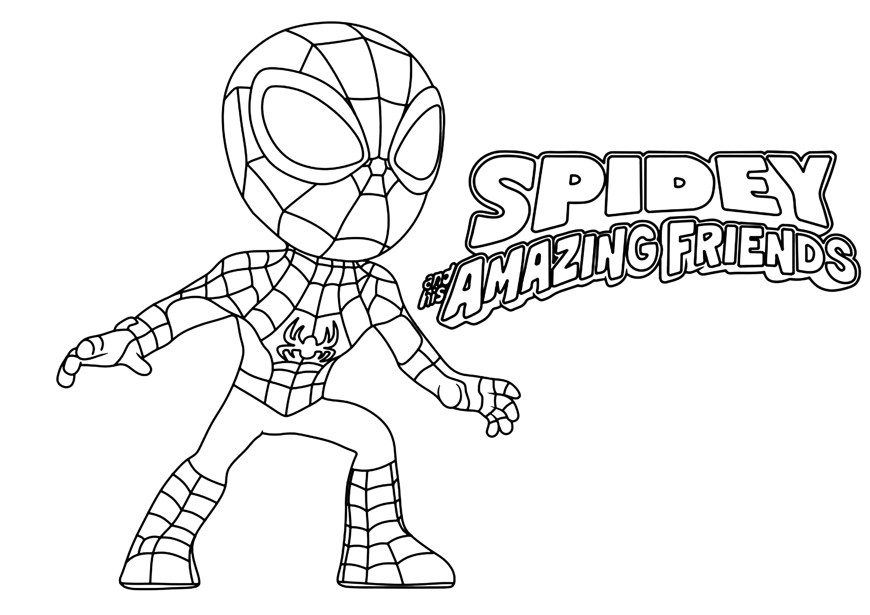 Coloriage Spidey Et Ses Amis Extraordinaires Logo Spidey and his Amazing Friends avec Spidey - Coloriages de Spidey