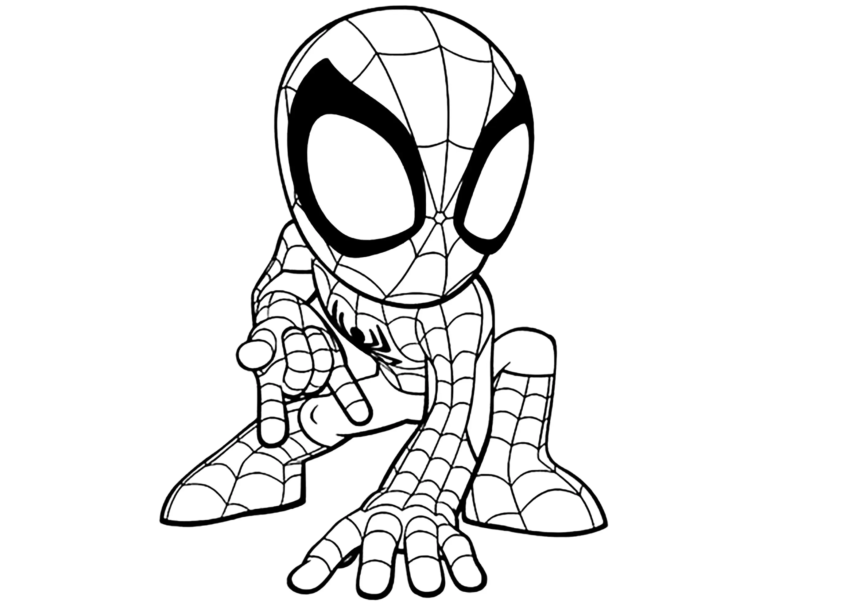 Spidey prêt à l'action (Coloriage de Spidey et ses amis extraordinaires à imprimer pour enfants)