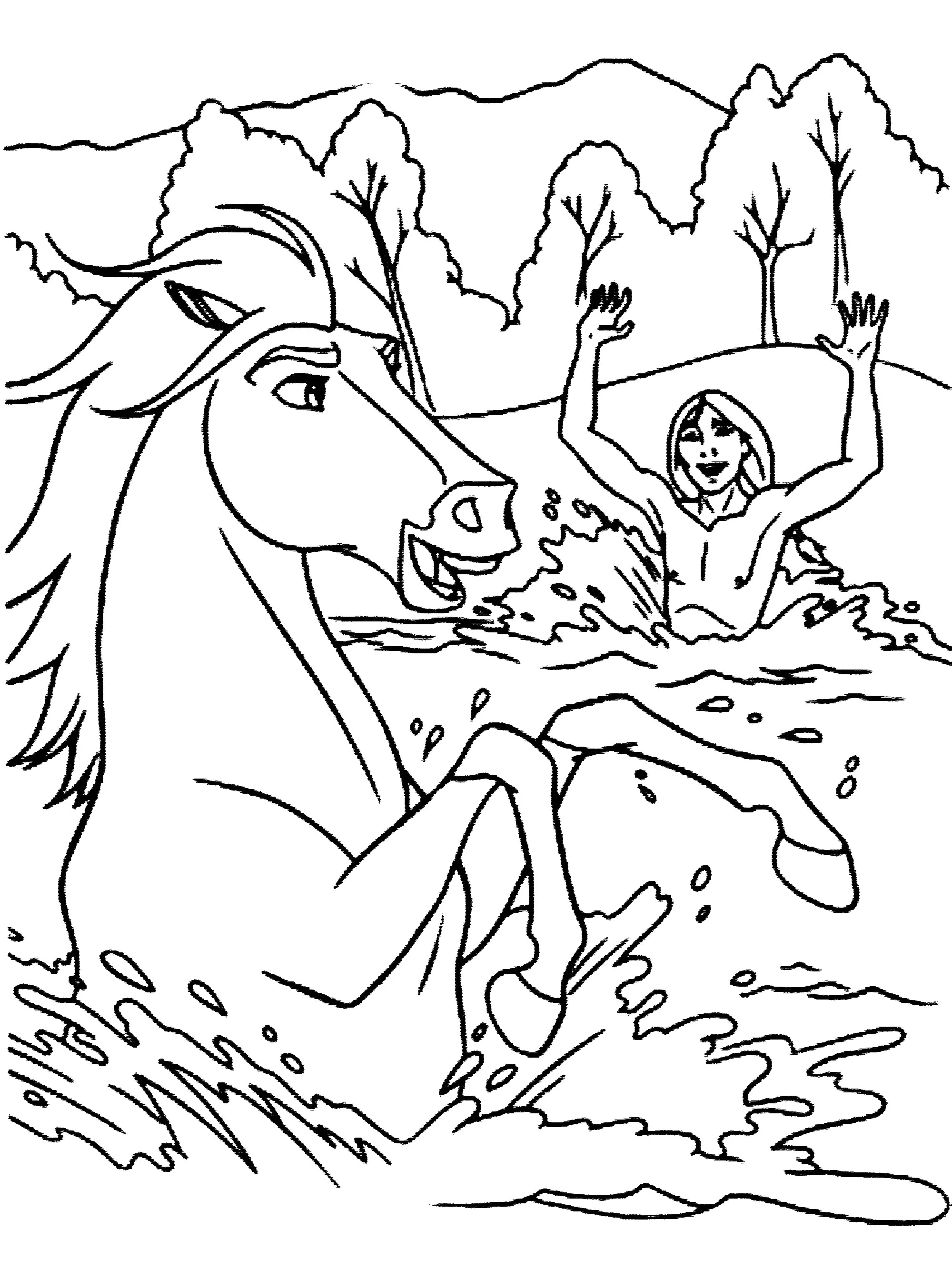 Spirit en mauvaise posture (Coloriage à imprimer pour enfants)