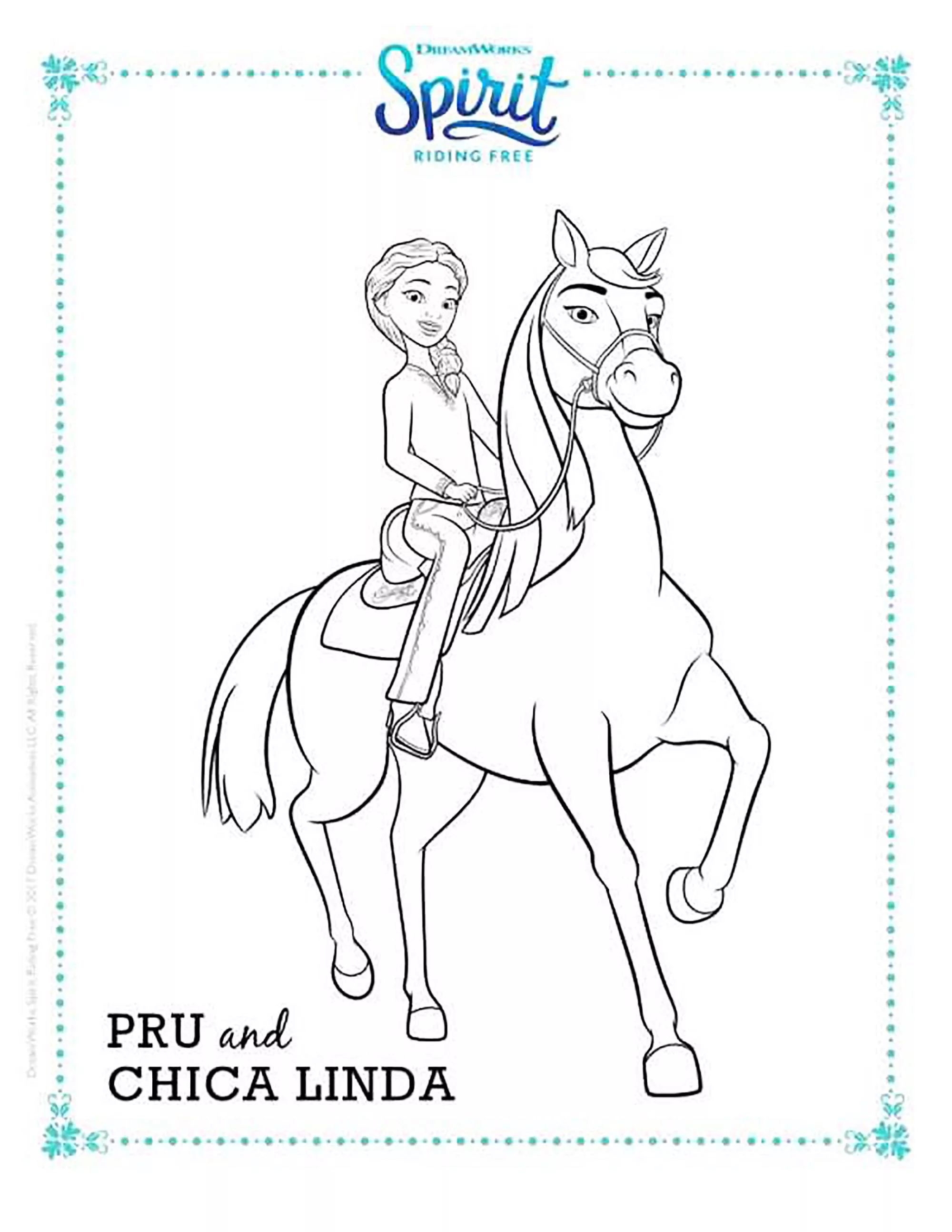 Pru & Chica Linda (Coloriage de Spirit à imprimer pour enfants)