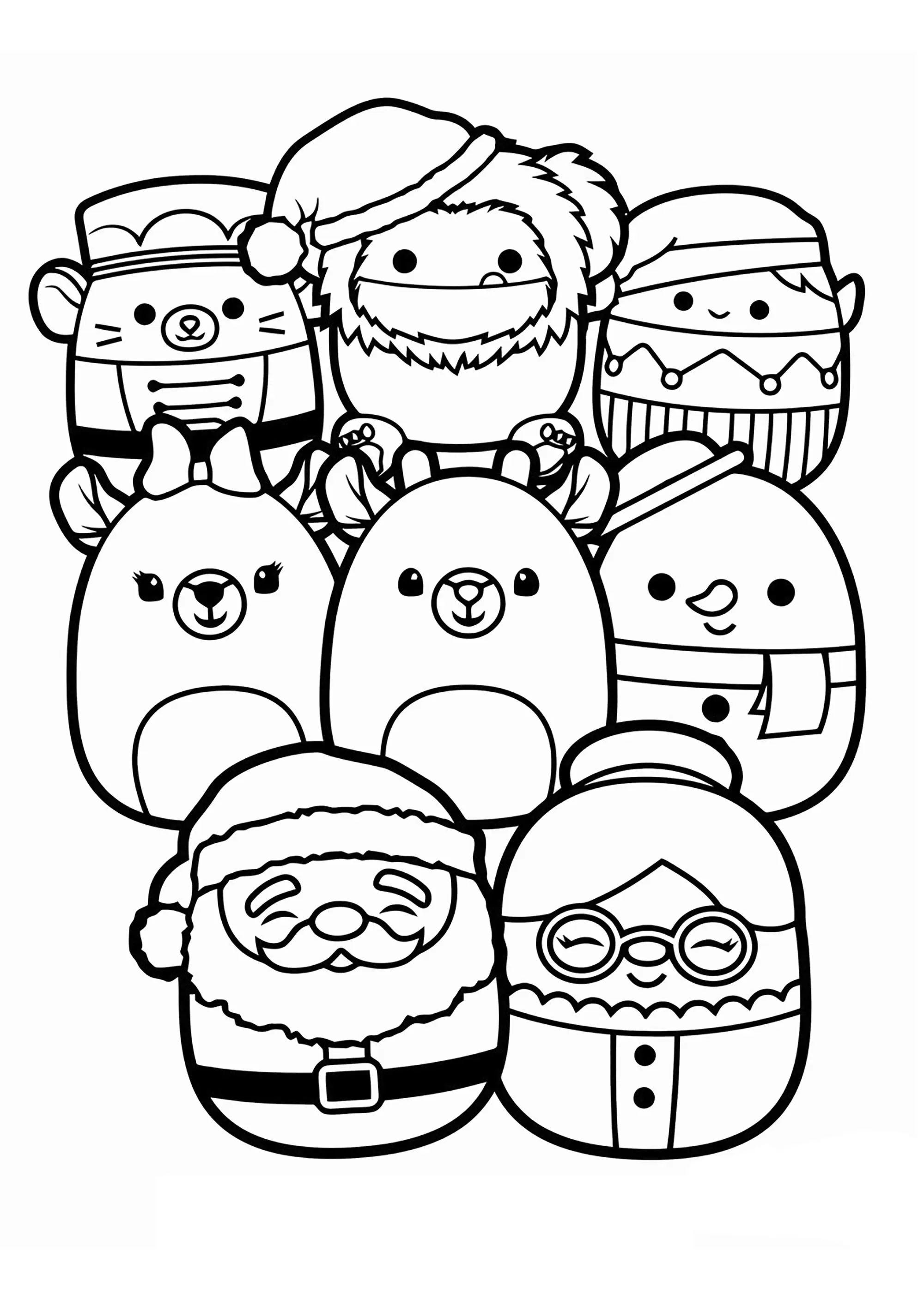 Squishmallow de Noël (Coloriage à imprimer pour enfants)
