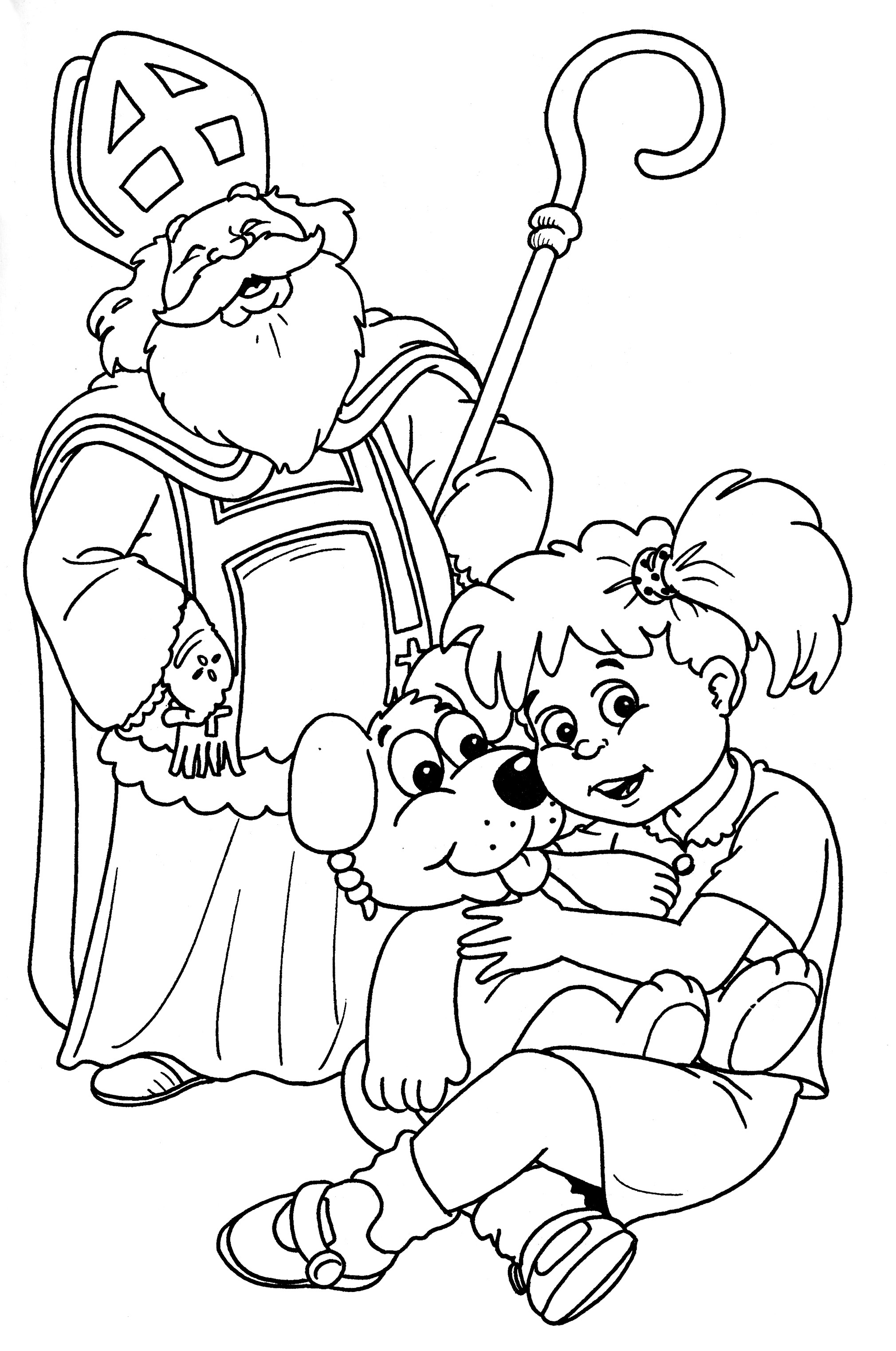 Simple coloriage de Saint Nicolas et de son âne