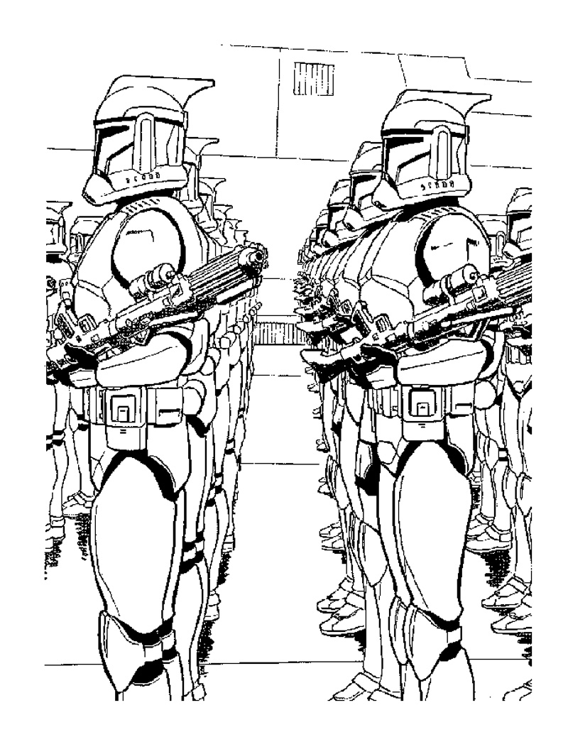 Dessin de soldats de l'empereur (Stormtroopers) à colorier