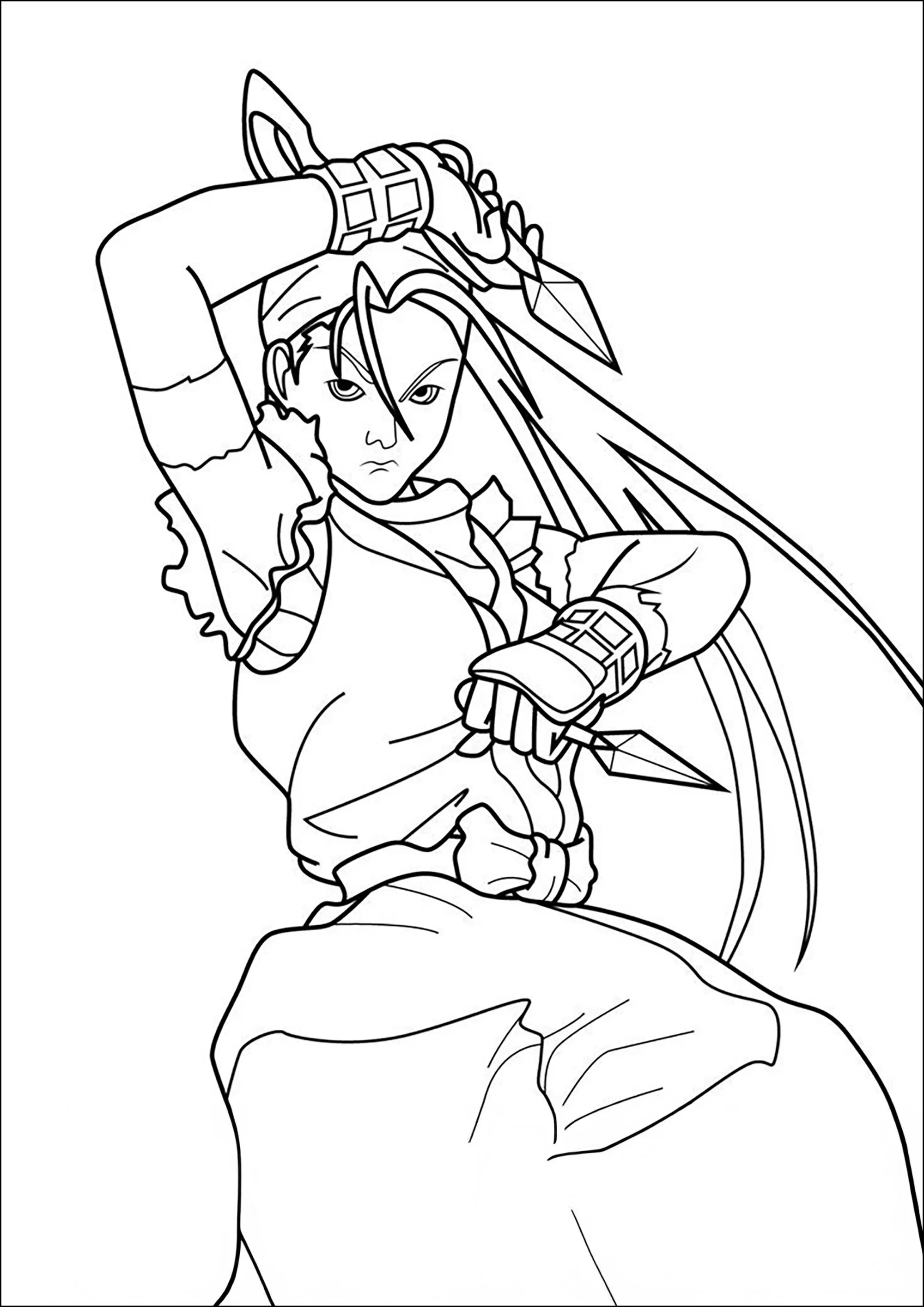 Chun-Li : une adversaire redoutable (Coloriage de Street Fighter à imprimer pour enfants)