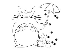 Coloriage de Totoro avec lignes fines