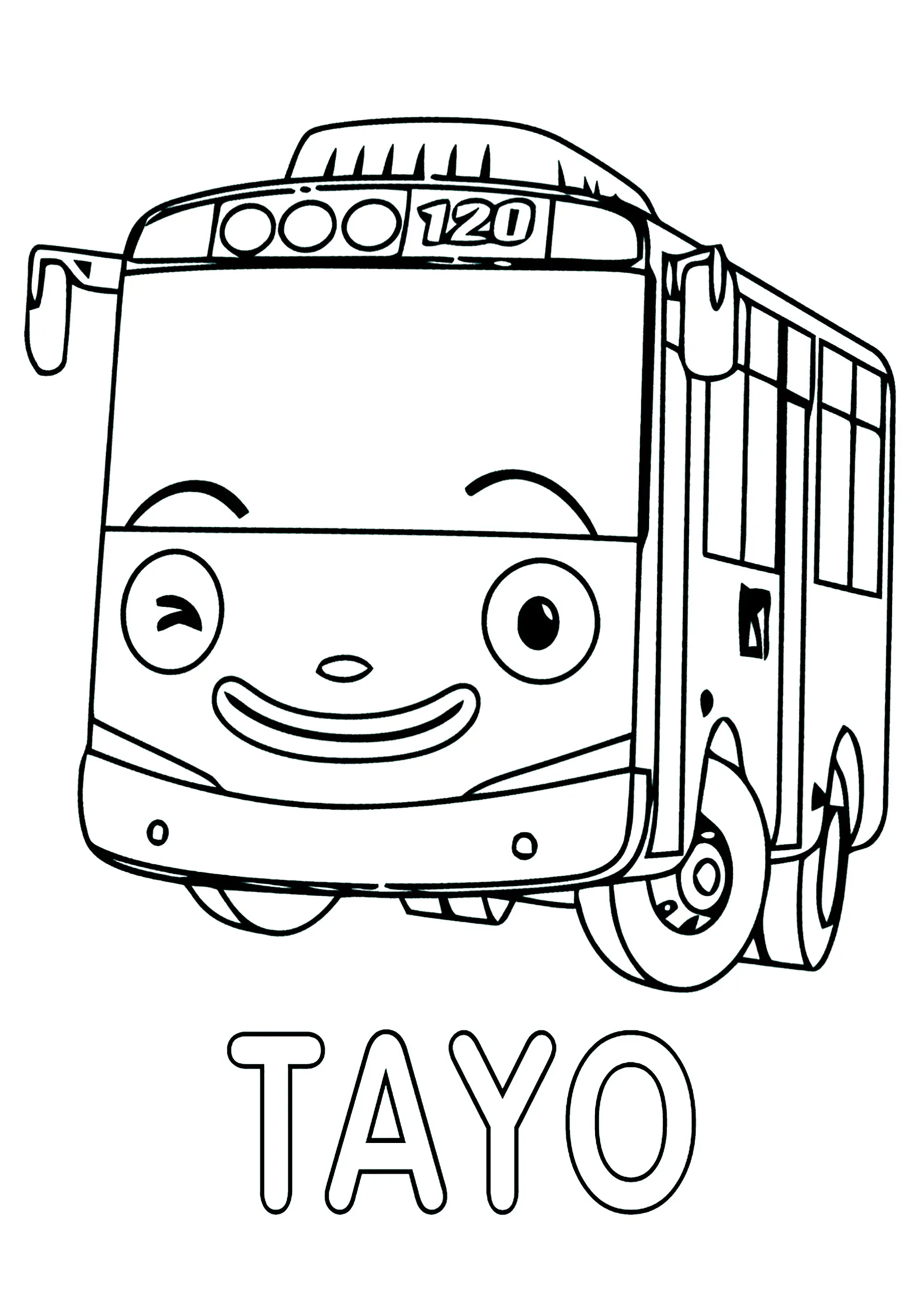 Tayo le joli bus (Coloriage de Tayo le petit bus à imprimer pour enfants)