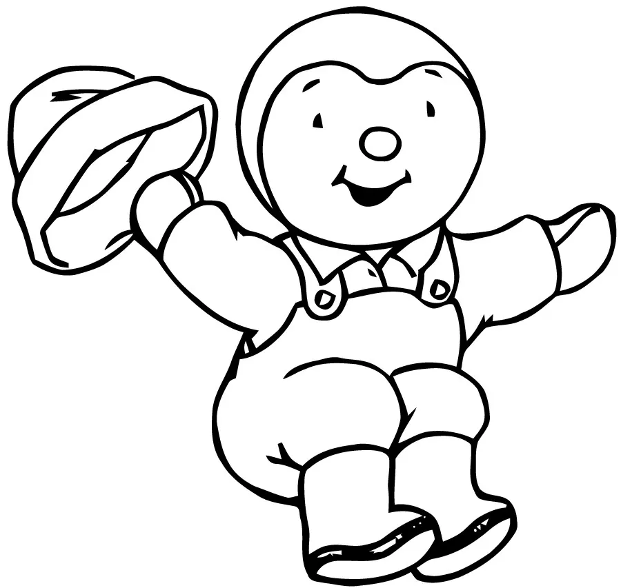 T'choupi heureux (Coloriage de T’choupi à imprimer pour enfants)