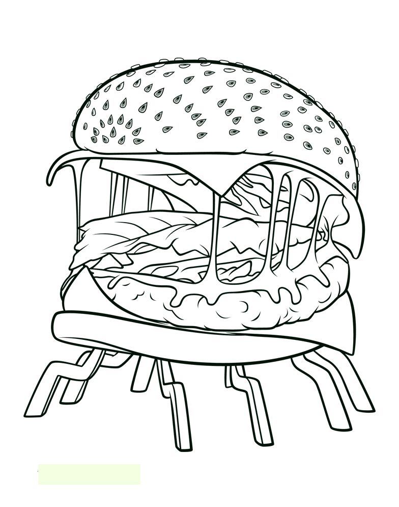 Drôle de burger de Tempête de boulettes géantes 2 à imprimer et colorier