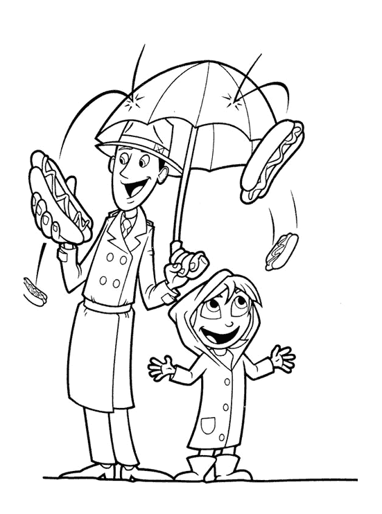 Dessin de Tempête de boulettes géante gratuit à télécharger et colorier (Tempête de boulettes géantes / L’île des Miam-nimaux)