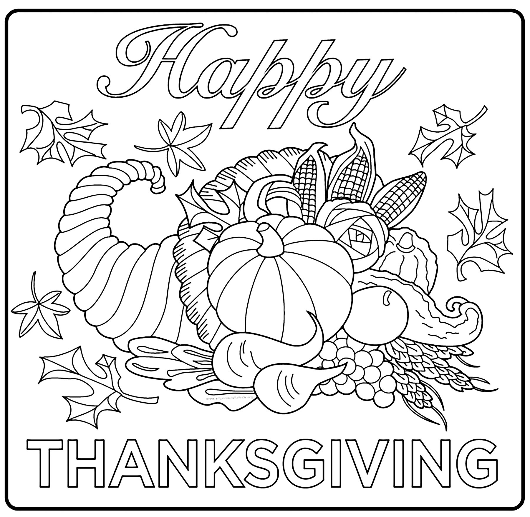 Joli coloriage de Thanksgiving simple pour enfants