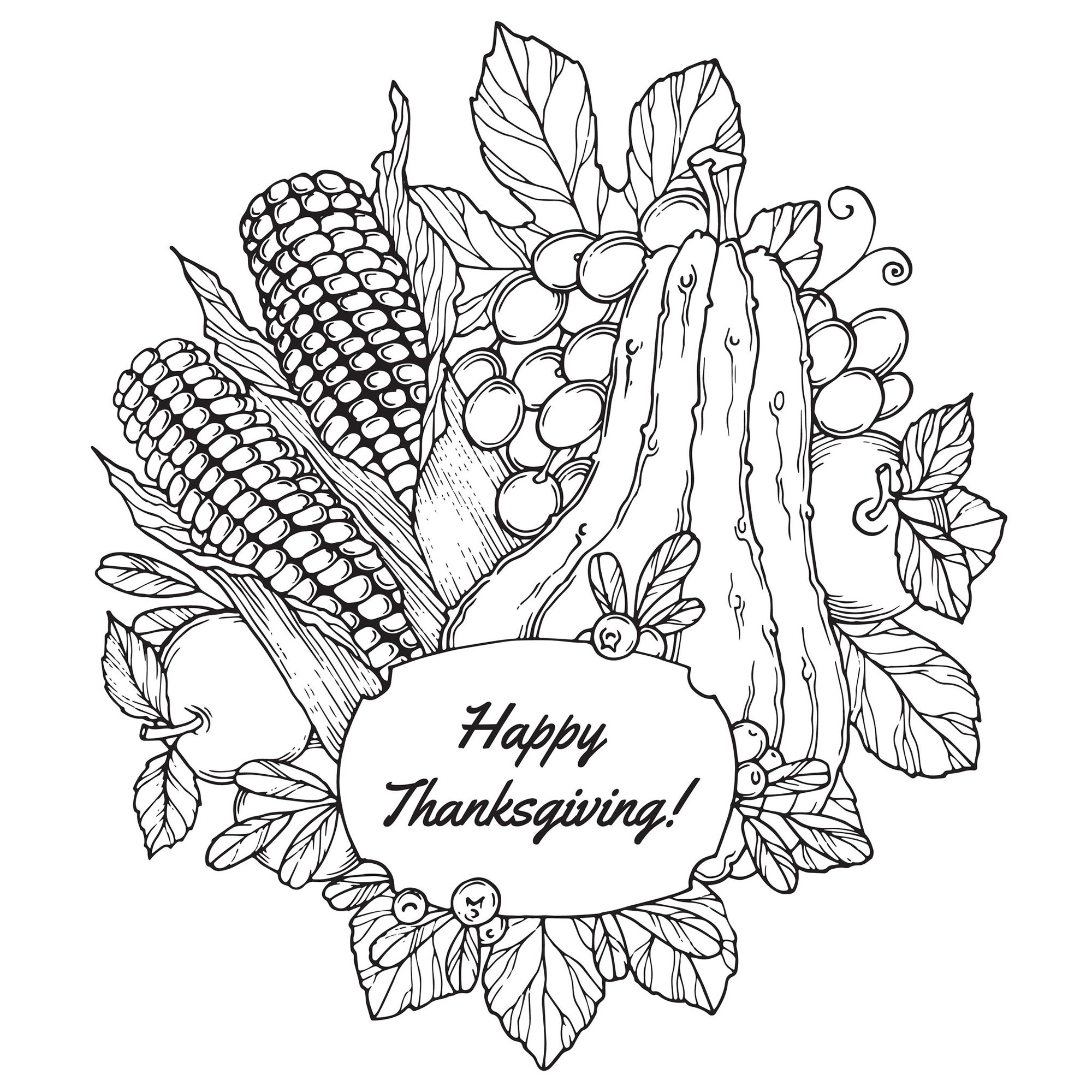 Image de Thanksgiving à colorier, facile pour enfants