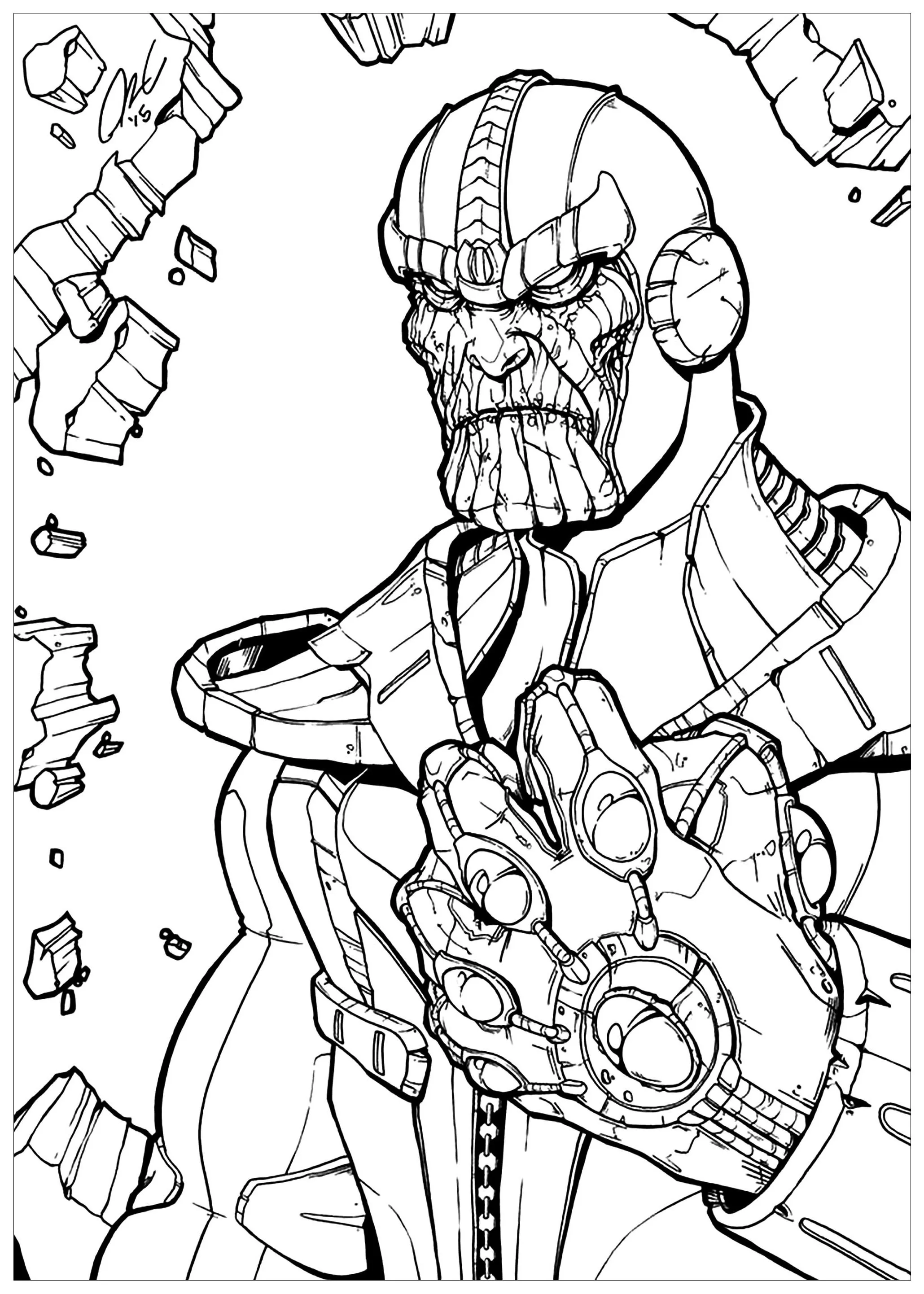 Thanos dans le style des comics (Coloriage à imprimer pour enfants)