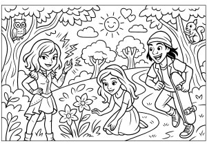 Aventure Magique dans la Forêt Enchantée (Coloriage de Descendants)