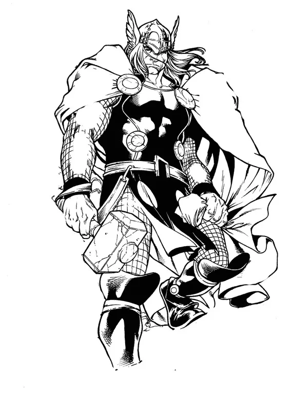 Thor chaudement vêtu (Coloriage à imprimer pour enfants)